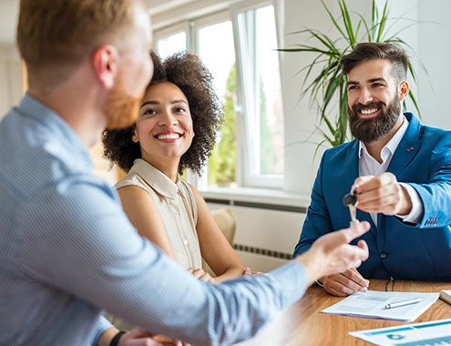 New Homeowners Getting Keys